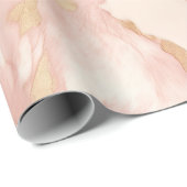Blush Pink Cream Wit Goud Koeienhuid Cadeaupapier (Rol Hoek)