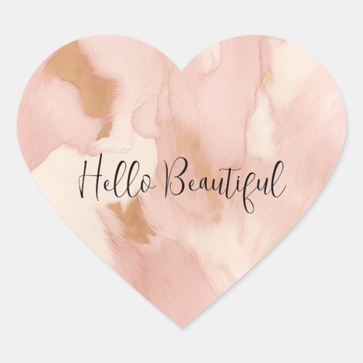 Blush Pink Cream Wit Goud Koeienhuid Hart Sticker (Voorkant)