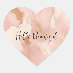 Blush Pink Cream Wit Goud Koeienhuid Hart Sticker