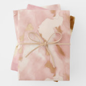 Blush Pink Cream Wit Goud Koeienhuid Inpakpapier Vel (In situ)