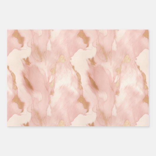 Blush Pink Cream Wit Goud Koeienhuid Inpakpapier Vel (Voorkant)