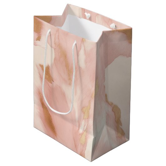 Blush Pink Cream Wit Goud Koeienhuid Medium Cadeauzakje (Voorkant Gekanteld)