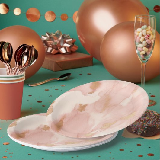 Blush Pink Cream Wit Goud Koeienhuid Papieren Bordje (Multi)