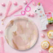 Blush Pink Cream Wit Goud Koeienhuid Papieren Bordje (Feest)