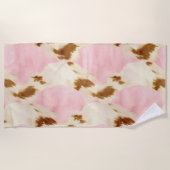 Blush Pink Cream Wit Goud Koeienhuid Strandlaken (Voorkant)