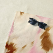Blush Pink Cream Wit Goud Koeienhuid Strandlaken (In situ)