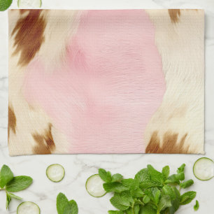 Blush Pink Cream Wit Goud Koeienhuid Theedoek