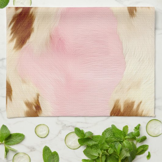 Blush Pink Cream Wit Goud Koeienhuid Theedoek (Gevouwen)