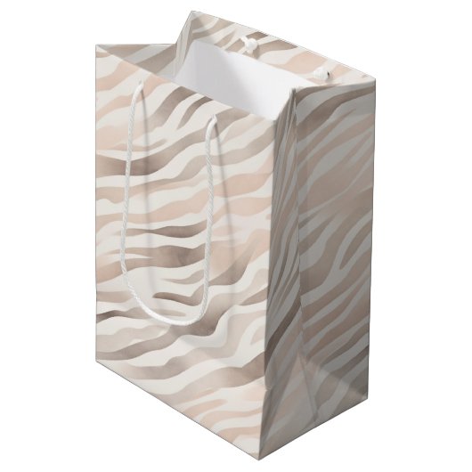 Blush Pink Cream Zebra Animal Birthday Medium Cadeauzakje (Voorkant Gekanteld)
