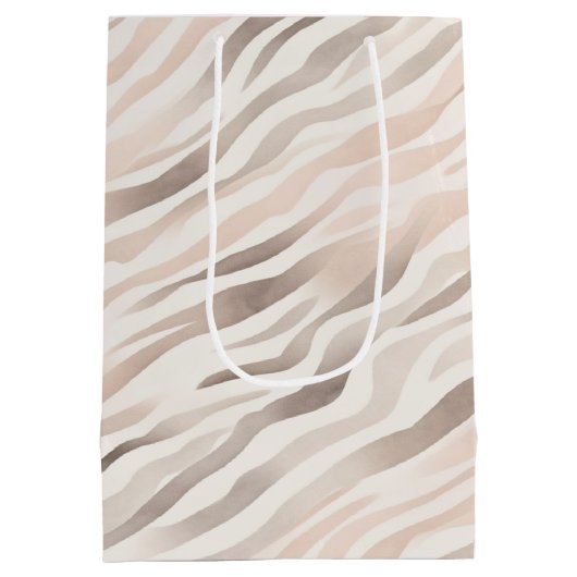 Blush Pink Cream Zebra Animal Birthday Medium Cadeauzakje (Achterkant)