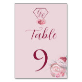 Blush Pink & Crimson Red Trouwtafel Kaart (Voorkant)