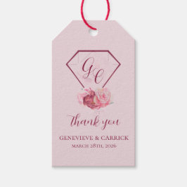 Blush Pink & Crimson Red Wedding Cadeaulabel