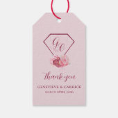 Blush Pink & Crimson Red Wedding Cadeaulabel (Achterkant)