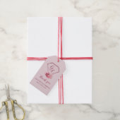 Blush Pink & Crimson Red Wedding Cadeaulabel (Met Touw)