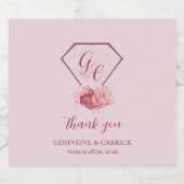 Blush Pink & Crimson Red Wedding Sparkling Wijnetiket (Enkel label)