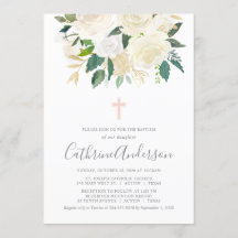 Blush Pink Cross met Cream Florals, Girl Baptism