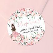 Blush Pink Crown Floral Quinceanera Ronde Sticker