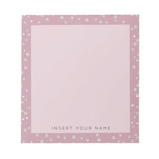 Blush Pink Crystal Confetti Notitieblok 5,5 x 6 in (Voorkant)