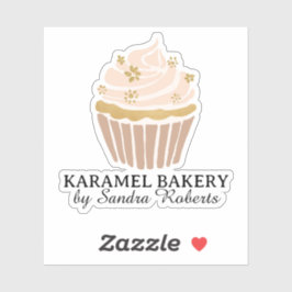 Blush Pink Cupcake Bakkerij Business Cut Sticker
