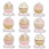 Blush Pink Cupcake Bedankt Cut Vinyl Sticker (Voorkant)
