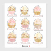 Blush Pink Cupcake Bedankt Cut Vinyl Sticker (Vel)
