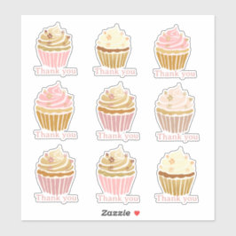 Blush Pink Cupcake Bedankt Cut Vinyl Sticker
