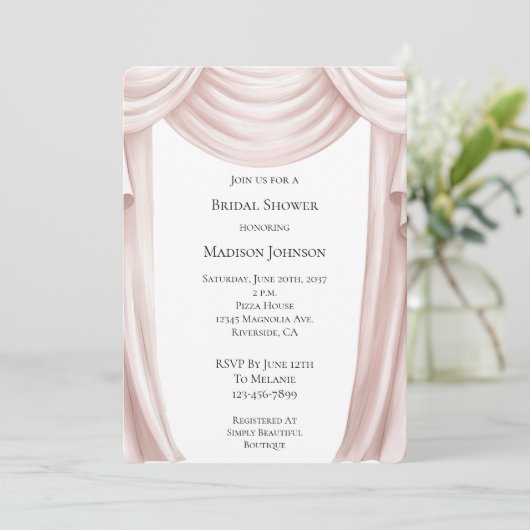 Blush Pink Curtain Kaart (Staand voorkant)