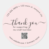 Blush Pink Custom Bedankt Stickers met QR-code (Voorkant)