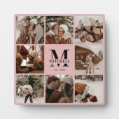 Blush Pink Custom Family Fotocollage | Monogram Fotoplaat (Voorkant)