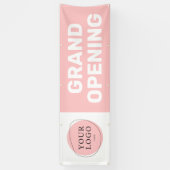 Blush Pink Custom Logo Grand Opening Business Spandoek (Verticaal)