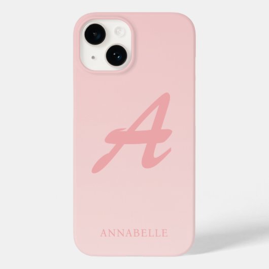 Blush Pink Custom Monogram Naam Case-Mate iPhone Case (Achterkant)