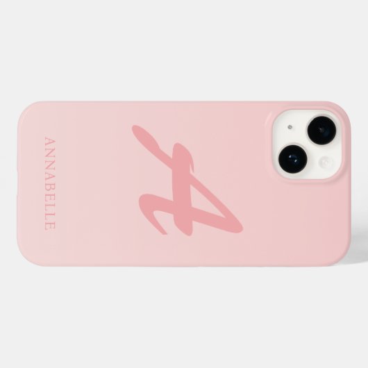 Blush Pink Custom Monogram Naam Case-Mate iPhone Case (Achterkant (horizontaal))