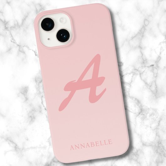 Blush Pink Custom Monogram Naam iPhone Hoesje