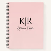 Blush Pink Custom Monogram Naam Notitieboek (Voorkant)