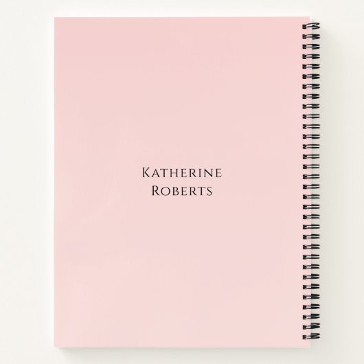 Blush Pink Custom Monogram Naam Notitieboek (Achterkant)