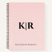 Blush Pink Custom Monogram Naam Notitieboek (Voorkant)