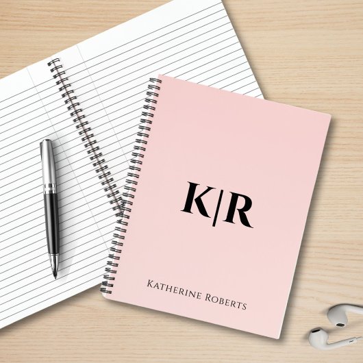 Blush Pink Custom Monogram Naam Notitieboek