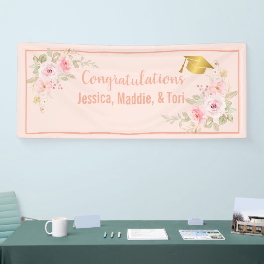 Blush Pink Custom Name Afstuderen Banner (Beurs)