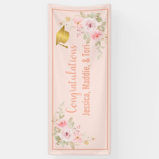 Blush Pink Custom Name Afstuderen Banner (Verticaal)