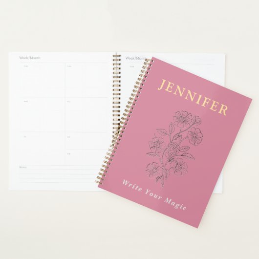 Blush Pink Custom Name Notebook – Sweet & Soft Planner (Display)