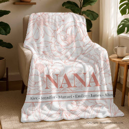 Blush Pink Custom NANA Names Fleece Deken