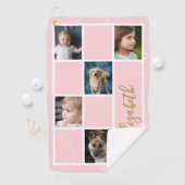 Blush Pink Custom Sjabloon Familie Foto's Golfhanddoek (Insitu)