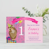 Blush Pink Cute Baby Eigenaars 1st Birthday Party Kaart (Staand voorkant)