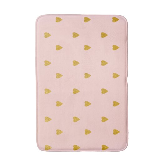 Blush Pink & Cute Gold Hearts Badmat (Voorkant Verticaal)