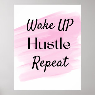 Blush Pink Cute Hustle Motivatie Quote Poster