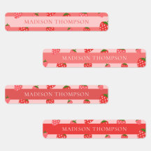 Blush Pink Cute Strawberry Waterproof Name Kinder