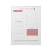 Blush Pink Dagelijkse Planner Pagina's Notitieblok (Linkerzijde)