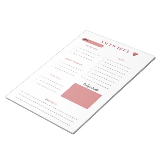 Blush Pink Dagelijkse Planner Pagina's Notitieblok (Schuin)