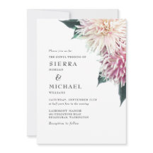 Blush Pink Dahlia Floral Forest Green Wedding