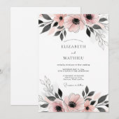 Blush Pink Dainty Anemone Wedding Kaart (Voorkant / Achterkant)
